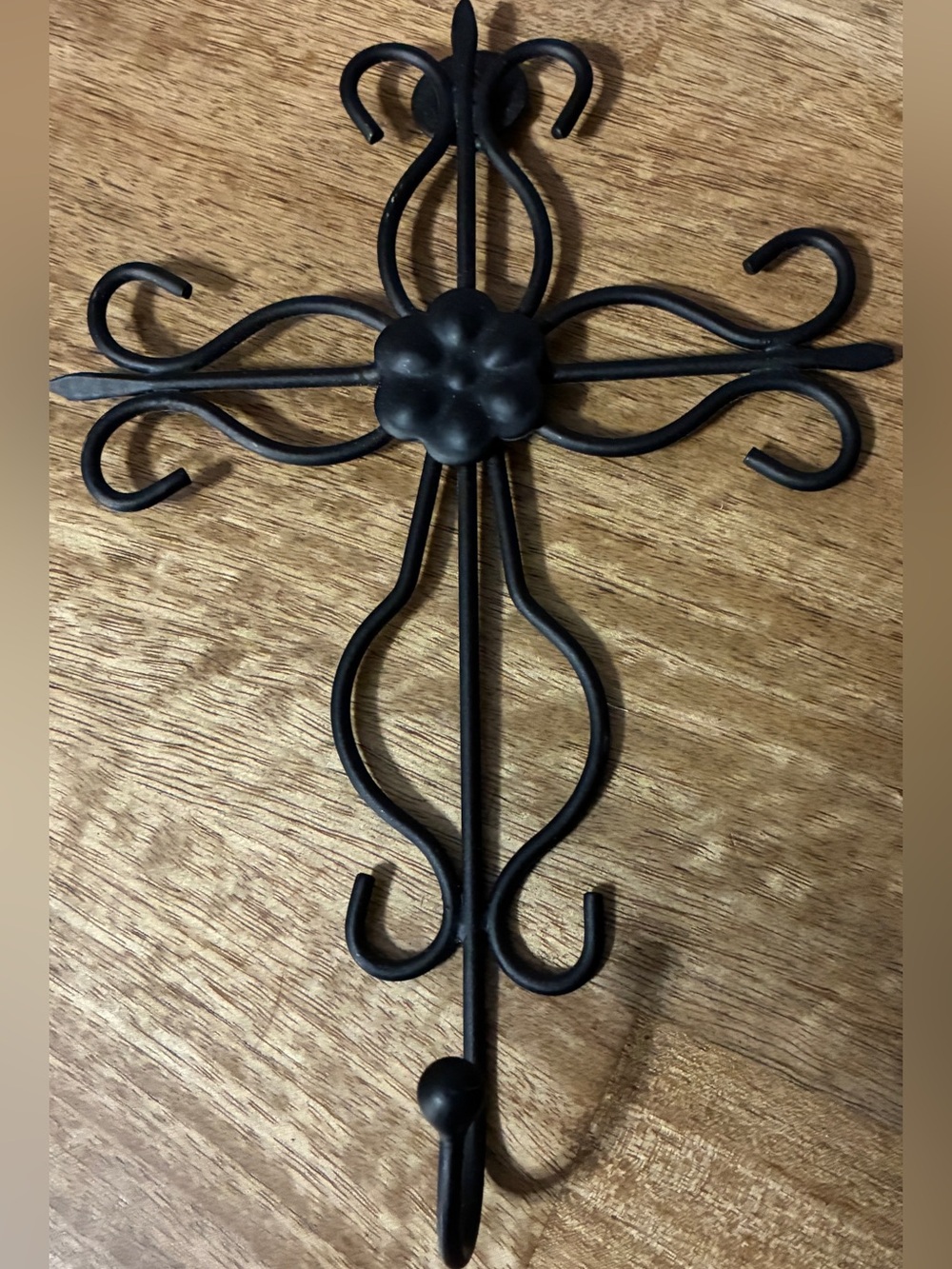 Decorative Black Metal Wall Cross with Hook